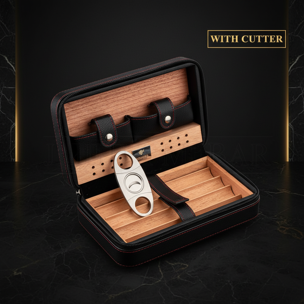 Travel Humidor - Best Portable Leather Travel Cigar Humidifier Gift Box