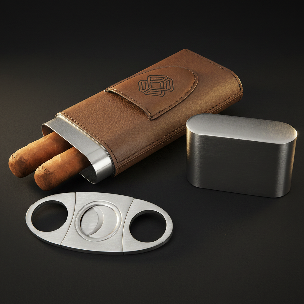 Personalized leatherette cigar case with Cutter Personalized Engraving