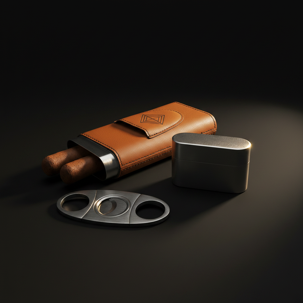 Personalized leatherette cigar case with Cutter Personalized Engraving