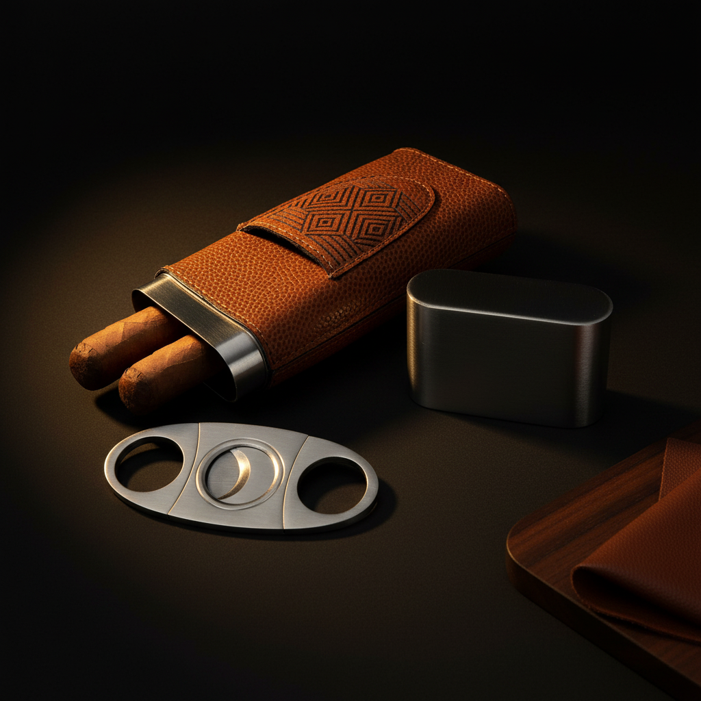 Personalized leatherette cigar case with Cutter Personalized Engraving