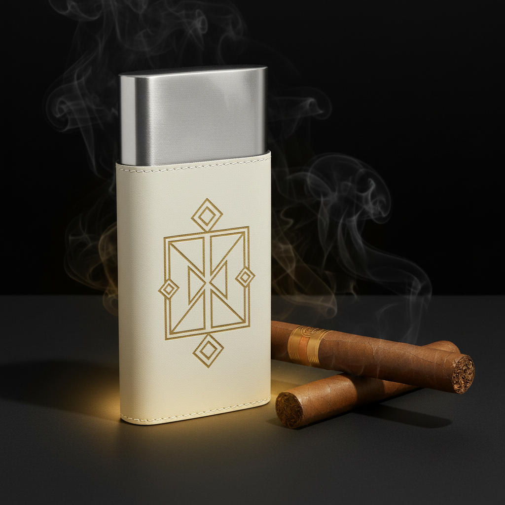 Personalized leatherette cigar case with Cutter Personalized Engraving