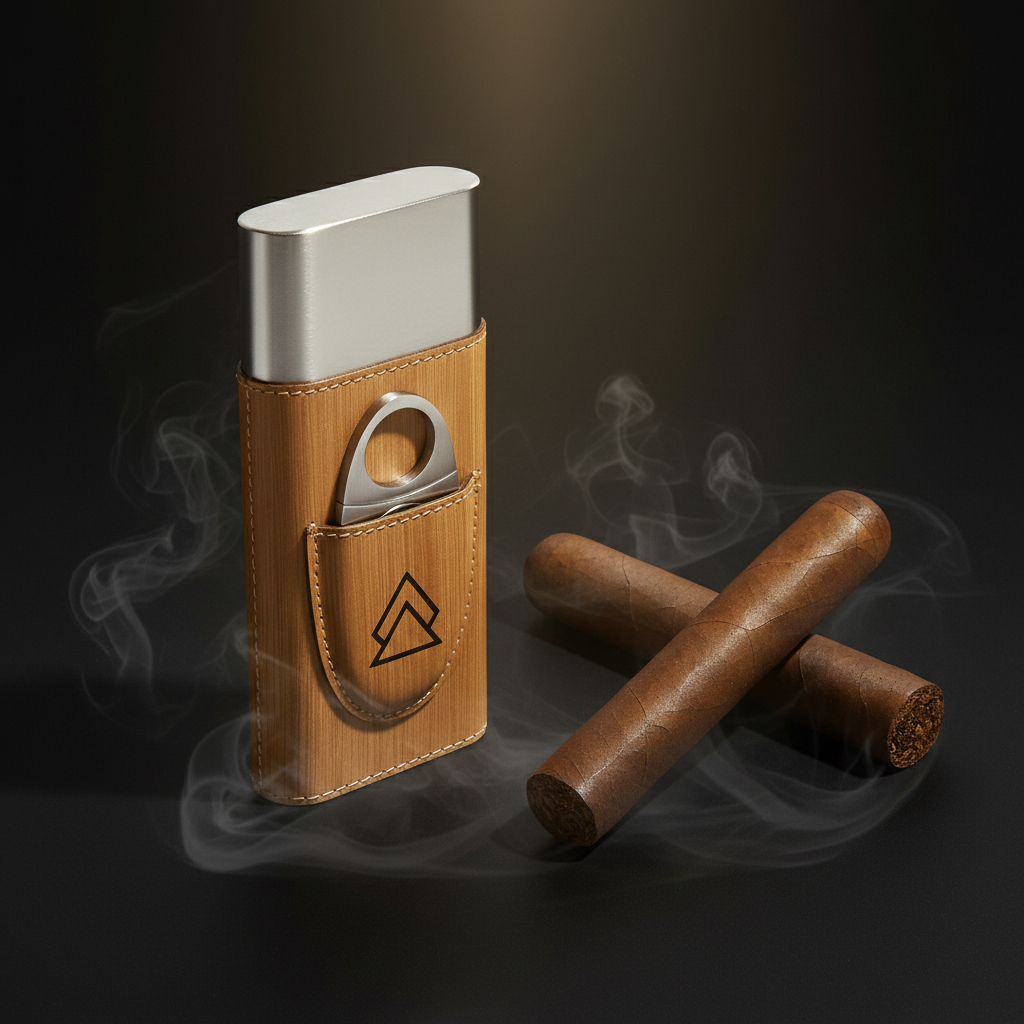 Personalized leatherette cigar case with Cutter Personalized Engraving