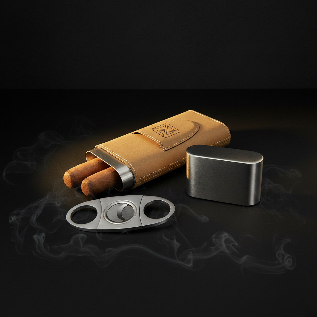 Personalized leatherette cigar case with Cutter Personalized Engraving