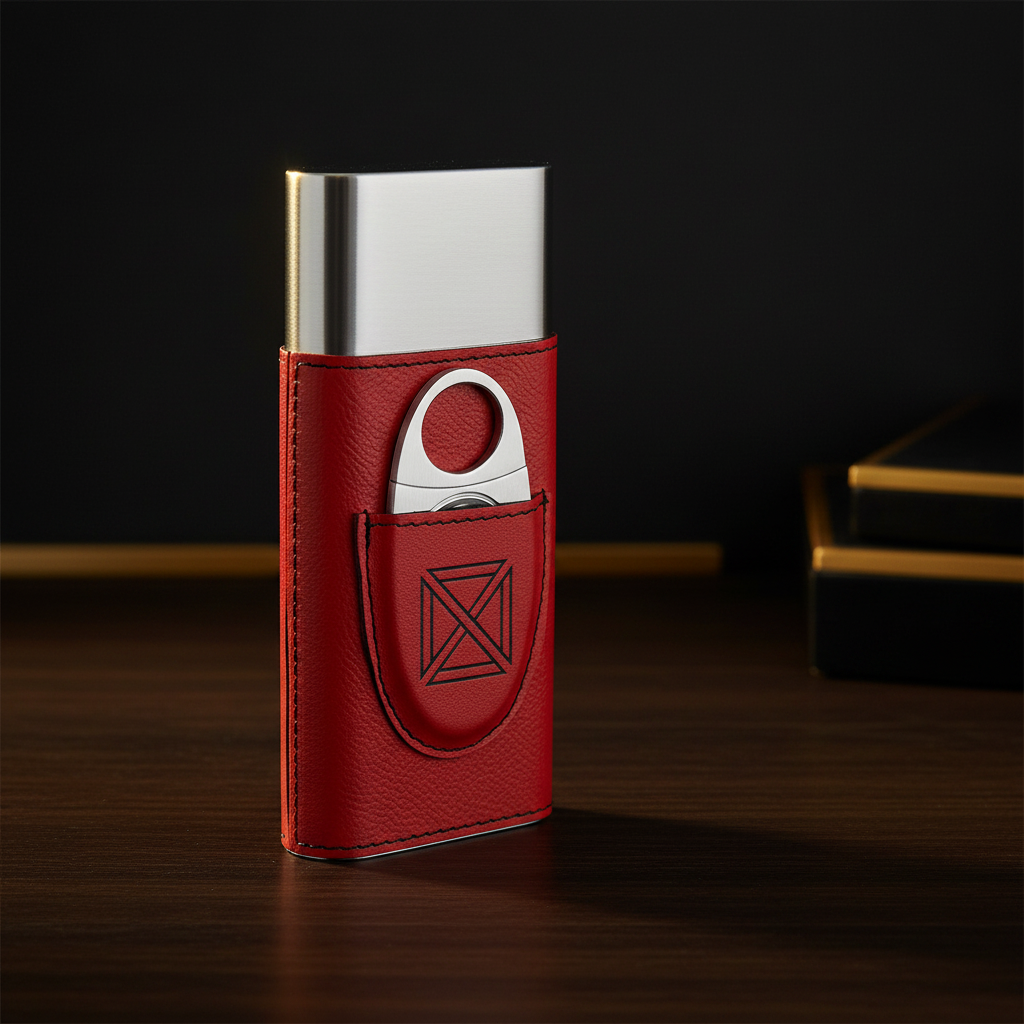 Personalized leatherette cigar case with Cutter Personalized Engraving