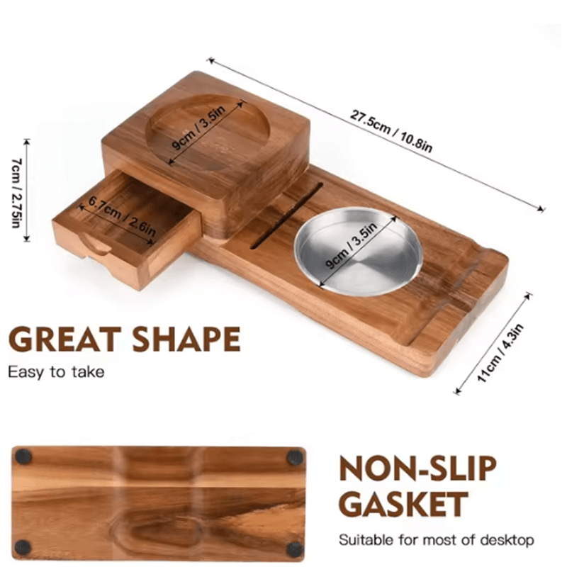 Cigar & Whiskey Gift Set Stand with Ashtray and Drawer