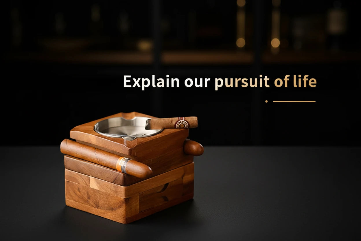 Wooden Cigar Ashtray Coaster and Holder for Gifts