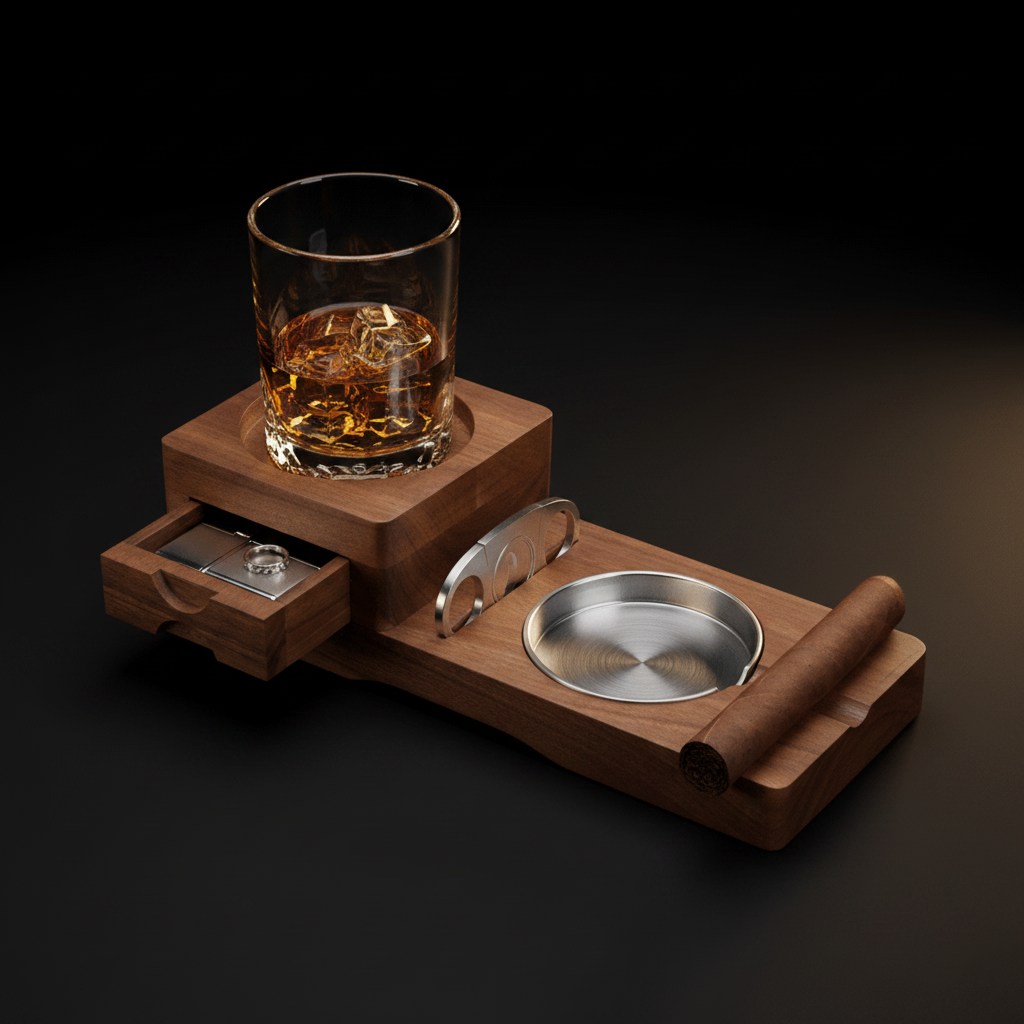 Cigar Whiskey Gift Set Stand