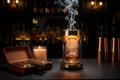 Speakeasy Experience Set - SNAP cocktail smoker with LED glow, whiskey glass, leather cigar case and candle