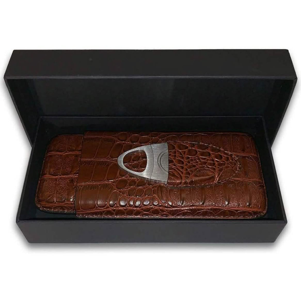 Leather Cigar Case with Stainless Steel Cutter | Mulling Room