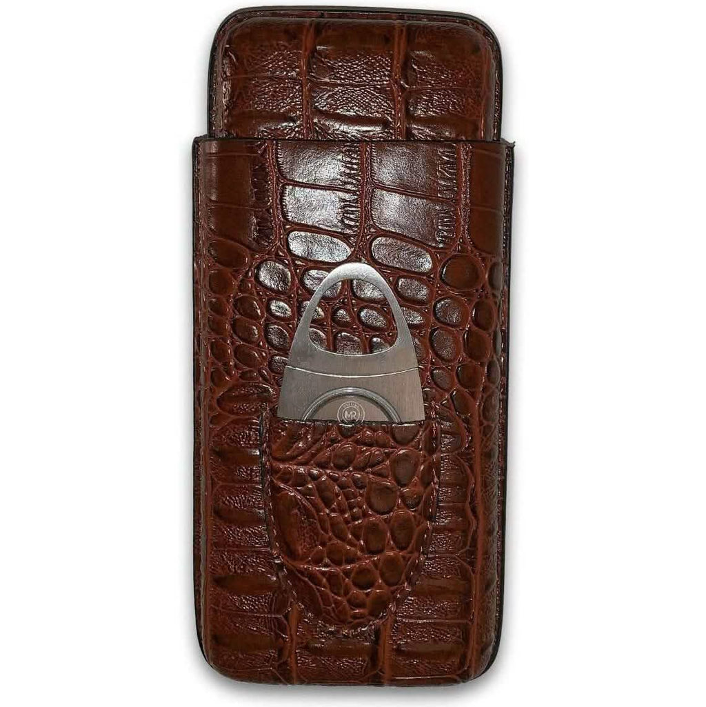 Leather Cigar Case with Stainless Steel Cutter | Mulling Room