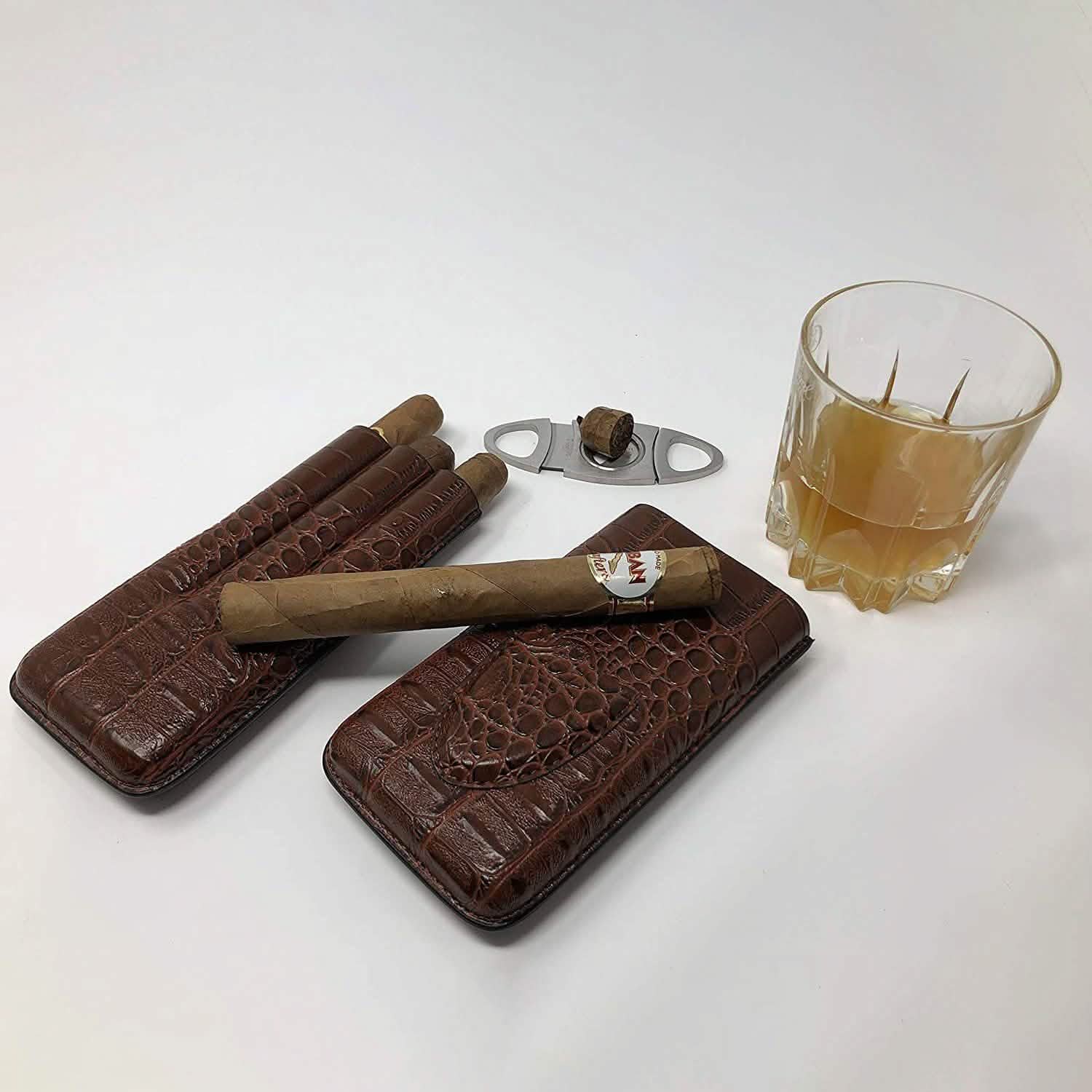 Leather Cigar Case with Stainless Steel Cutter | Mulling Room