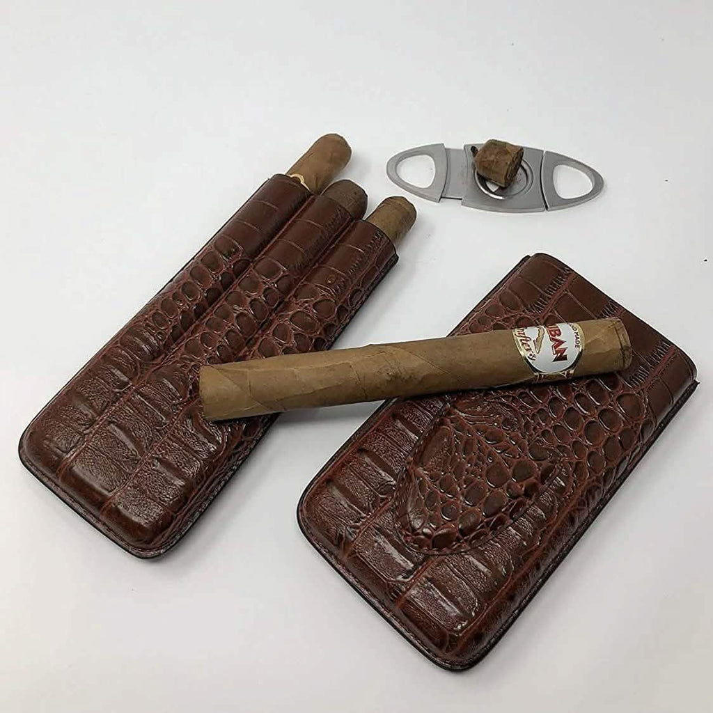 Leather Cigar Case with Stainless Steel Cutter | Mulling Room