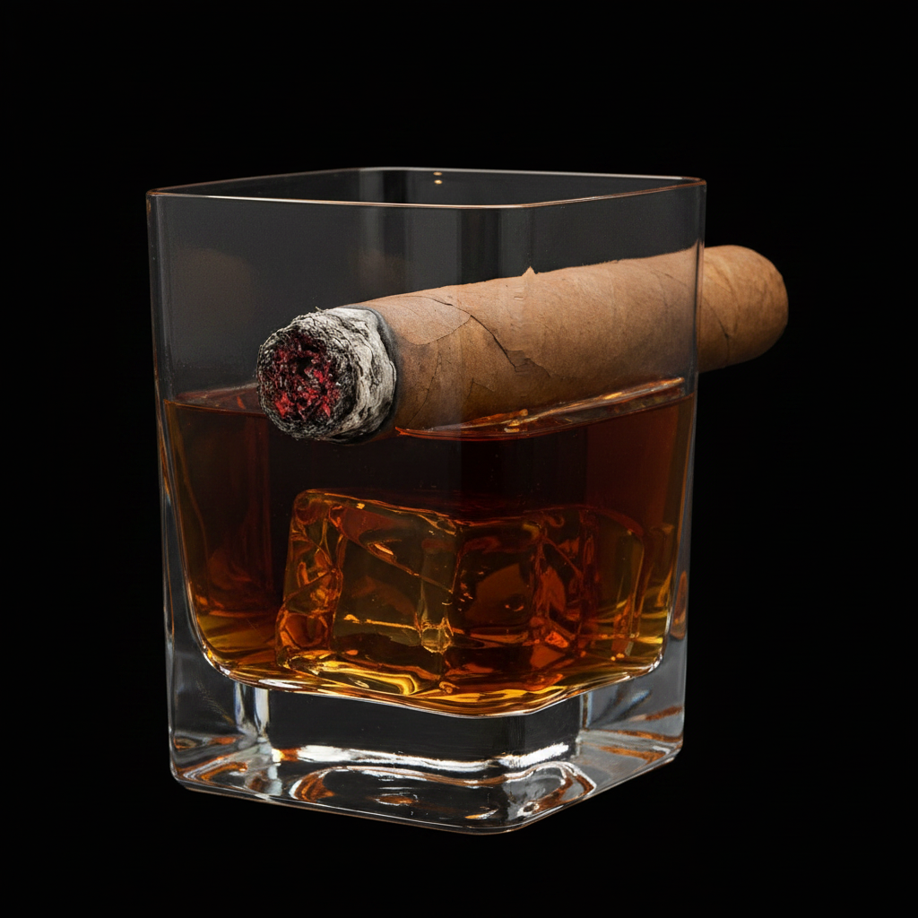 Whiskey Glass Cigar Rest